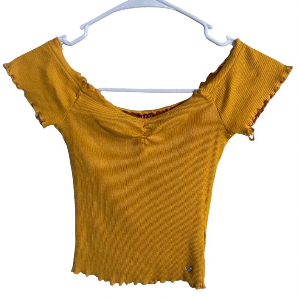 Guess Yellow Strerchy Off-the-Shoulder Top Size S